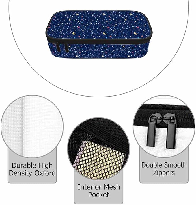 Galaxy Pencil Case Organizer Constellation Space Bright Stars Purple Stationery - Image 3