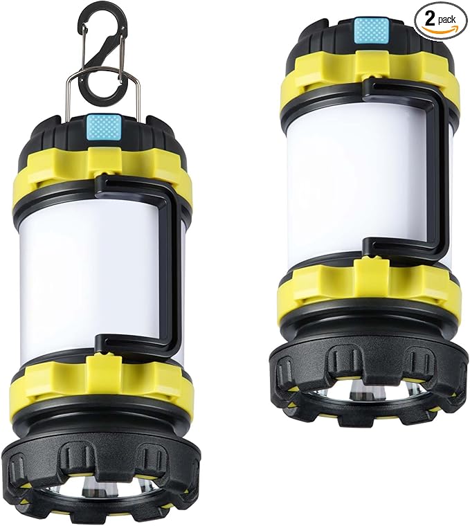 BOBKID 2 Pack Camping Lantern, Outdoor LED Camping Light, Rechargeable by AWonderfulOutdoorExperience