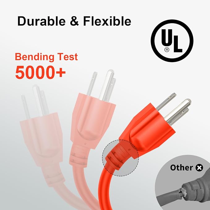 Outdoor Extension Cord Waterproof 100 FT, Flexible 100% Copper 3 Prong - Image 3