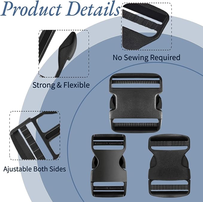 10 Pack 1 Inch Buckle Quick Side Release, Heavy Duty Plastic Side Release - Image 3