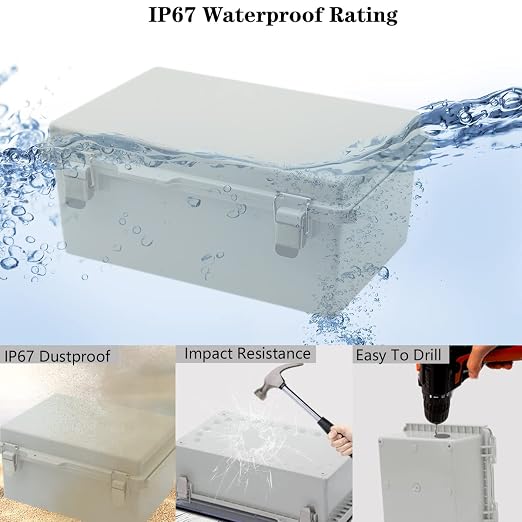 Zulkit Junction Box, IP67 Waterproof Electrical Box Hinged Cover Stainless - Image 3