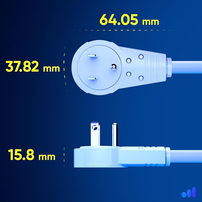 Maximm Extension Cord 15 Foot White Flat Plug, 360° Rotating Short Power Cord - Image 4