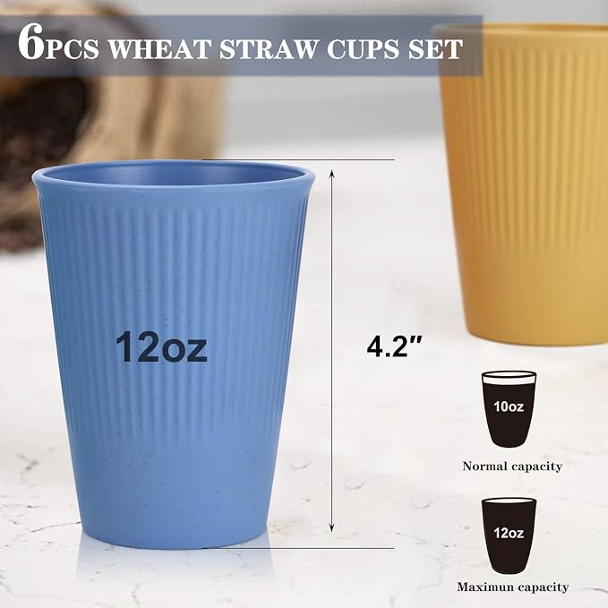 Homienly Drinking Glasses Wheat Straw cups, Unbreakable Alternative to 12oz - Image 3