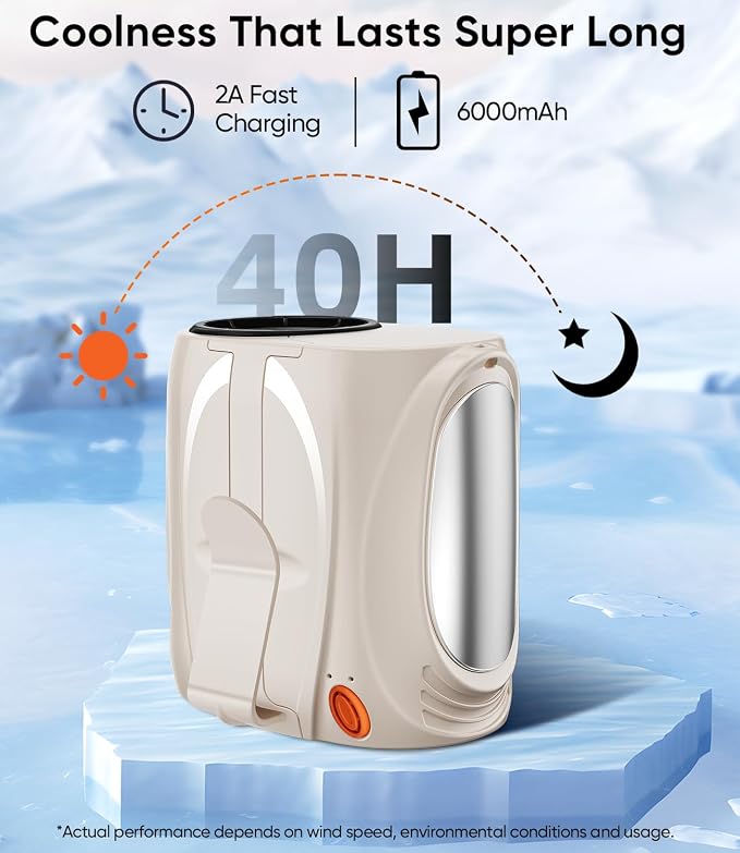 Tedajo AI Portable Waist Fan, 6-Speed 16000RPM Strong Turbo Airflow, 40H Max - Image 8