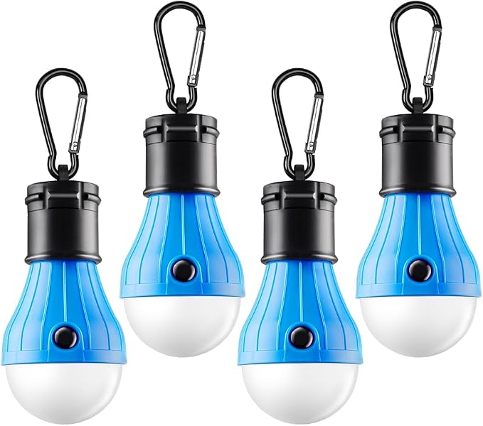 FLY2SKY Tent Lamp Portable LED Tent Lights Blue 4 Packs Hook Hurricane by FLY2SKY