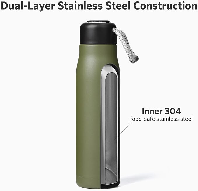 Small Water Bottle, Dusgut Insulated Water Bottle, Stainless Steel, Wide Mouth - Image 4