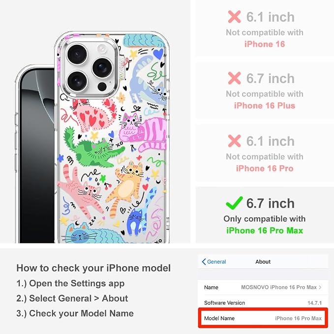 MOSNOVO for iPhone 16 Pro Max Case, Shockproof Military-Grade Protection 6.6ft - Image 2