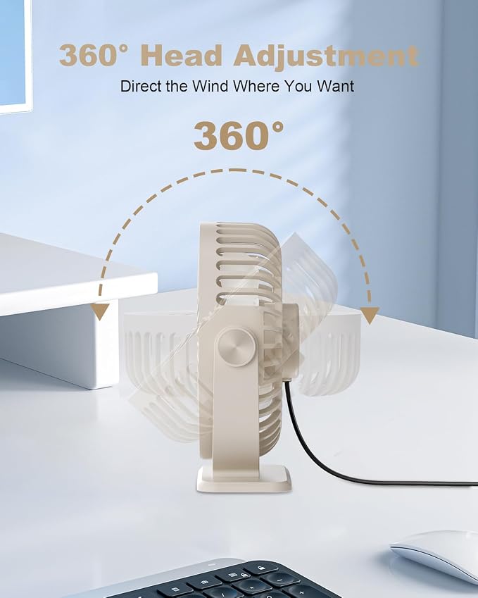 TriPole USB Desk Fan Small Portable Personal Fan, 3 Speeds Adjustable Strong - Image 7