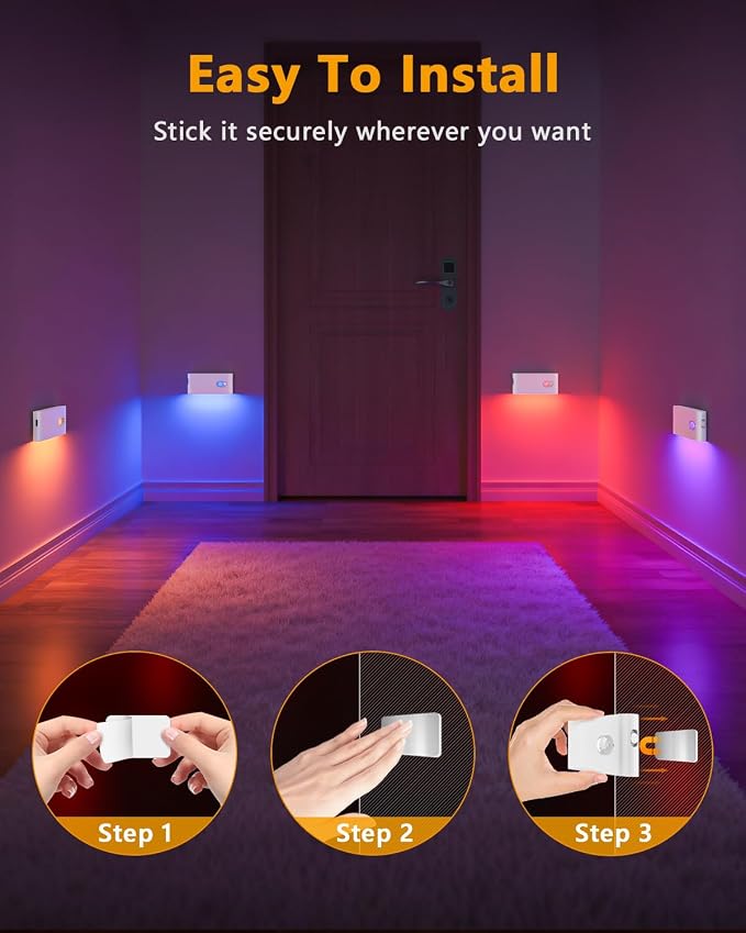 WILLED Stair Lights Indoor RGB & Warm White, Rechargeable Motion Sensor Night - Image 6