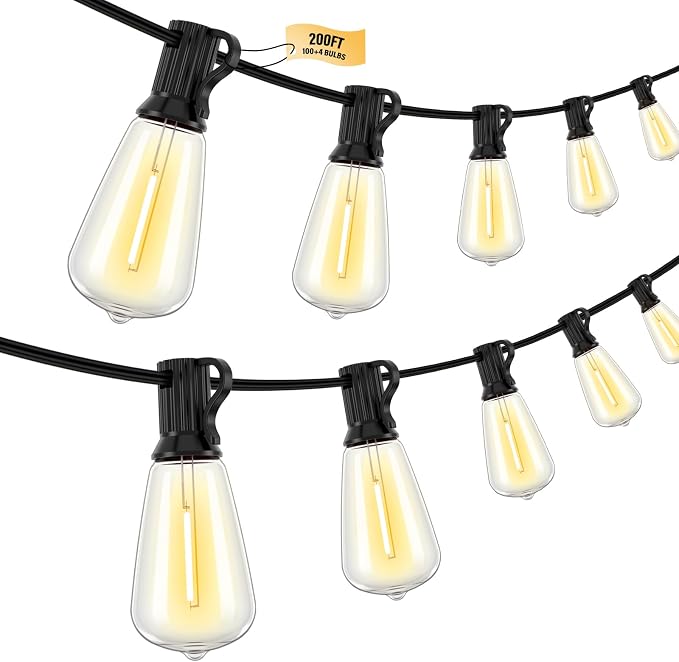 Doukedge 200FT LED Outdoor String Lights, 2700K LED Patio Lights Outdoor by Doukedge