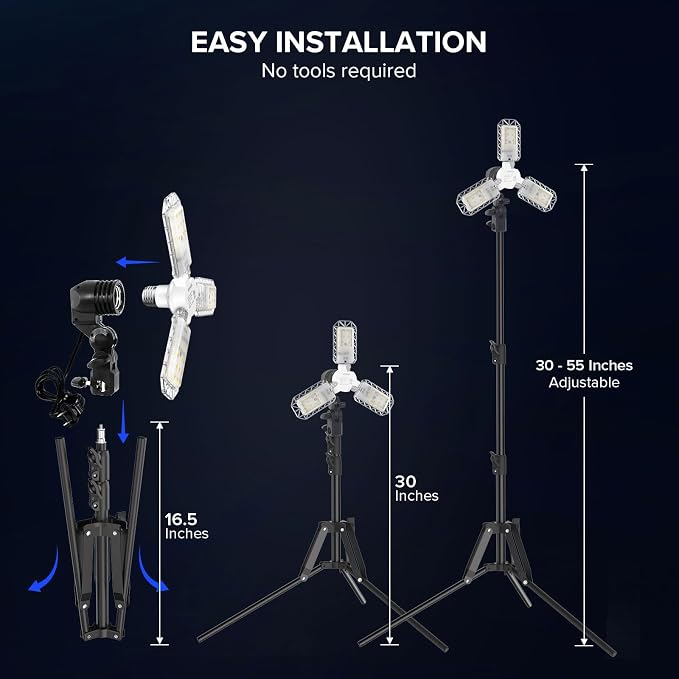 SANSI 300 Watt Equivalent LED Work Light, 3300LM 5000K Portable Camping Lights - Image 6