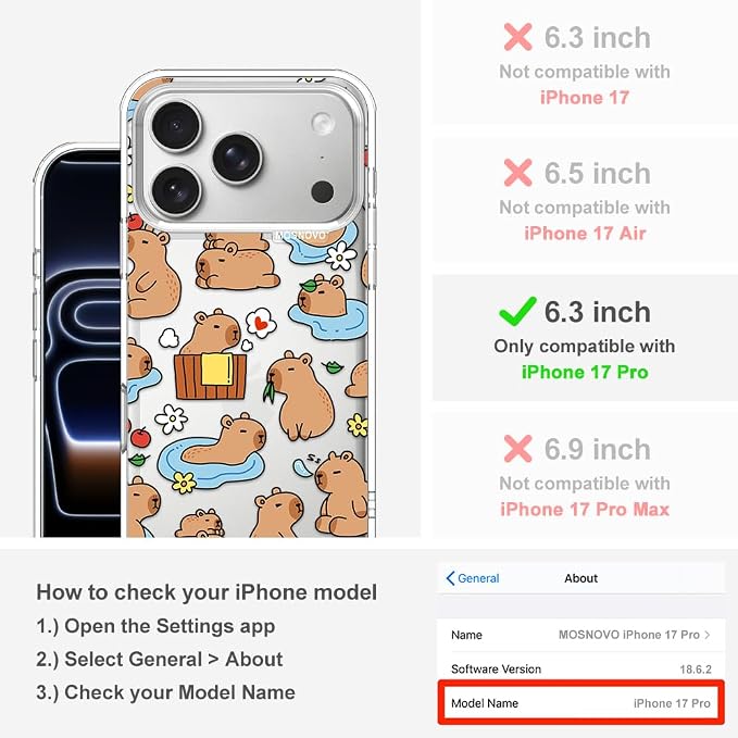 MOSNOVO for iPhone 17 Pro Case, Shockproof Military-Grade Protection 6.6ft Drop - Image 2
