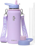 Coolflask Water Bottle with Straw, 40 oz Insulated Metal Water Flask with Straw by Coolflask