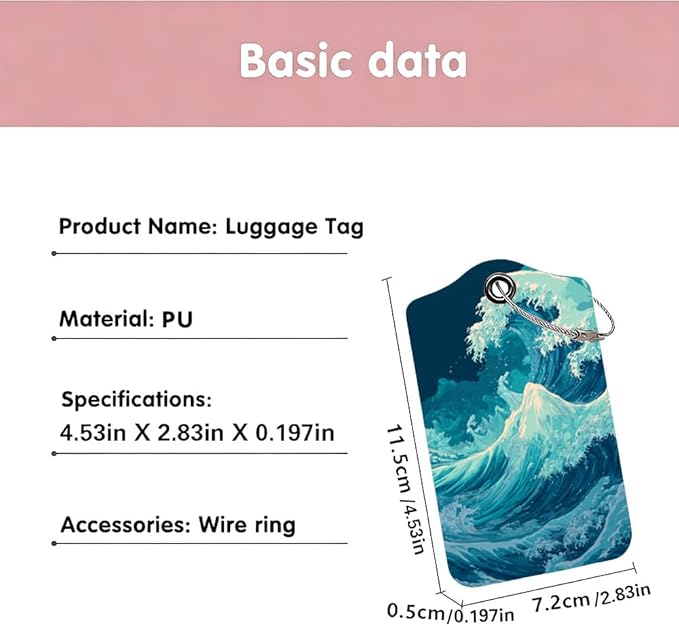2Pcs Deep Ocean Blue Luggage Tags - Image 3