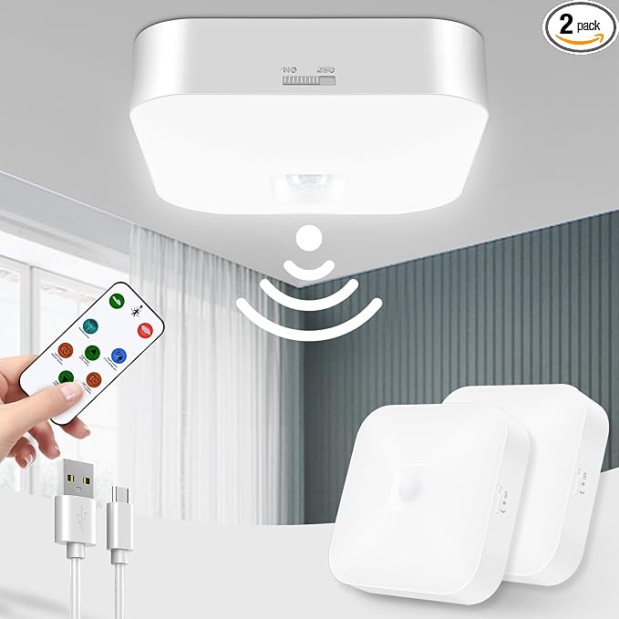 Motion Sensor Rechargeable Ceiling Light Indoor/outdoor by WhitePoplar