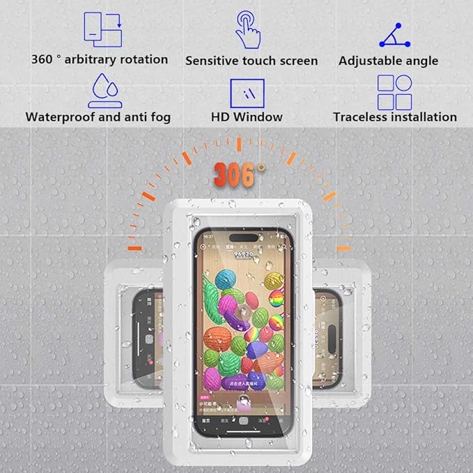 Shower Phone Holder Waterproof, 360° rotatable Adjustable rain Phone - Image 5