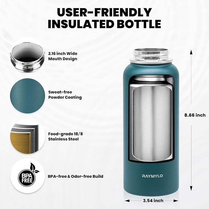 RAYMYLO Insulated Water Bottle 32 oz, Triple Wall Vacuum Stainless Steel - Image 5