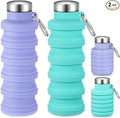 Baderke 2 Pcs Collapsible Water Bottles 17oz Silicone Travel Foldable Portable by Baderke