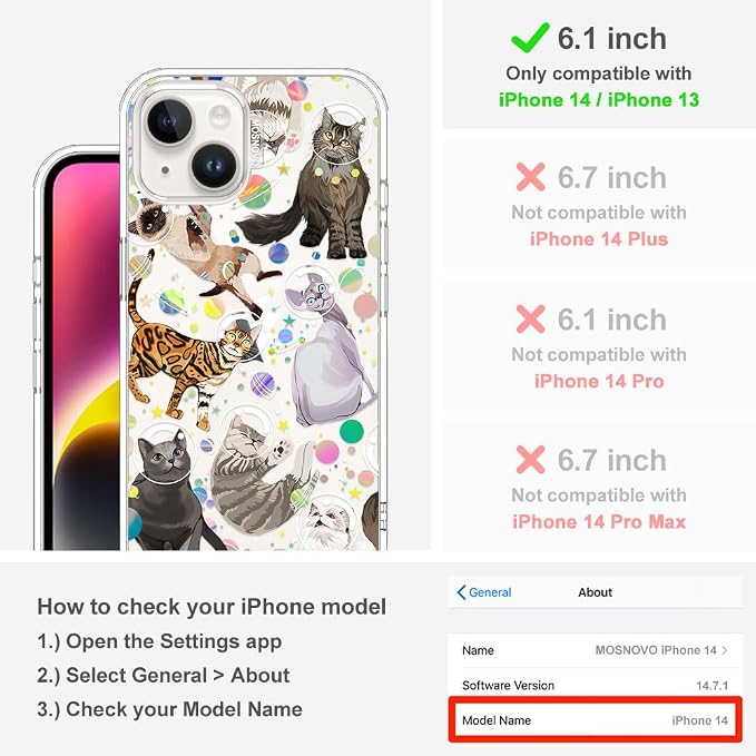 MOSNOVO for iPhone 13/14 Case | Military Grade 6.6ft Drop Tested | Clear - Image 2