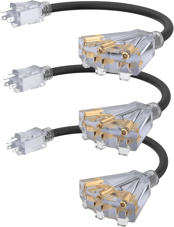 2FT 12 Gauge Outdoor Extension Cord by PLUGTUL