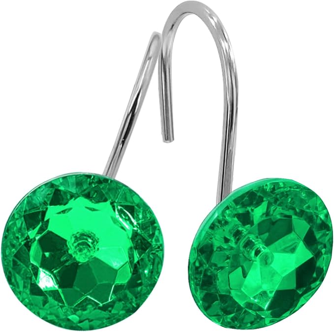 MitoVilla Green Shower Curtain Hooks Rings, Metal Shower Hooks by MitoVilla