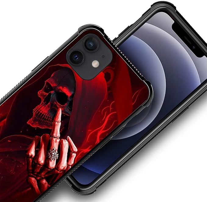 for iPhone 11 Case, Gestures Funny Skull Pattern Graphic Design Girl Boy Soft - Image 6