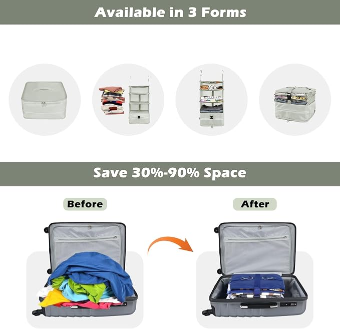 Surblue Hanging Closet Storage Bag Collapsible 3-Shelf Washable Oxford Fabric - Image 4