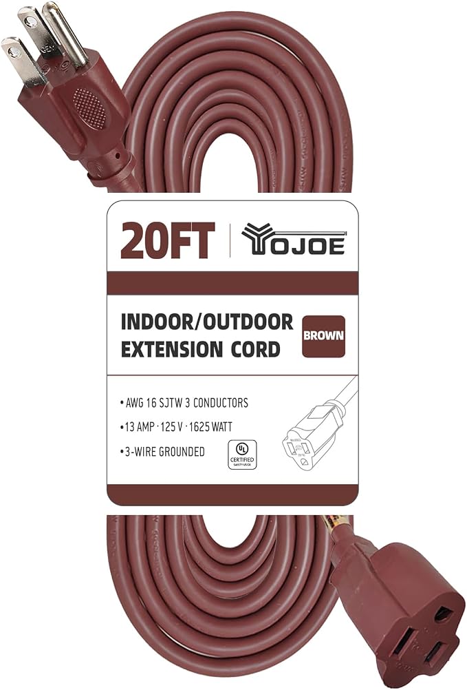 YOJOE Indoor Outdoor Extension Cord, 3 Prong 13A Weatherproof Power Cord by YOJOE