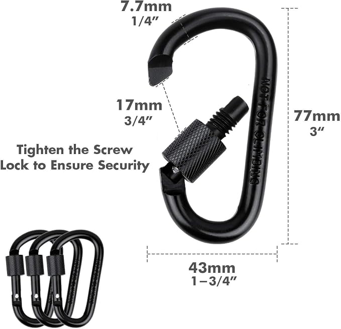 Cridoz Locking Carabiner D Ring Clips - Image 6