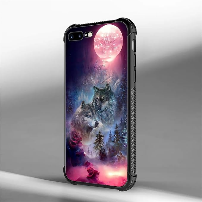 for iPhone 7 Plus/8 Plus Case, Star Two Wolfs Howling Pattern Graphic Design - Image 5