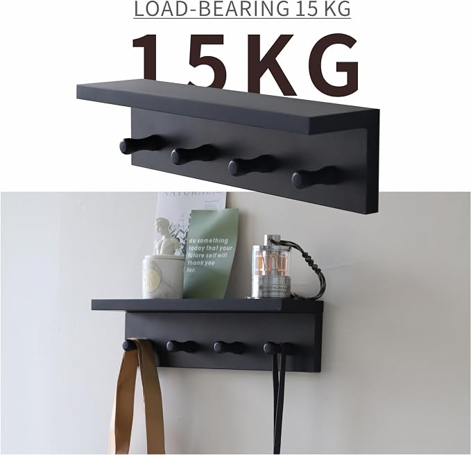 Entrance Coat Rack ，Coat Hooks, Wall-Mounted Wooden Hook Rack, Wall-Mounted - Image 3
