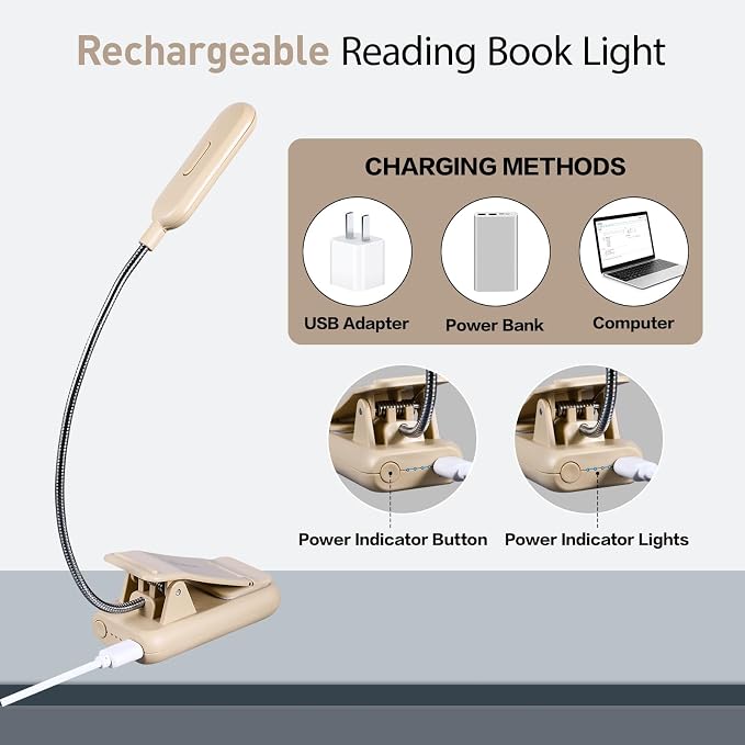 VAVOFO Rechargeable Book Light for Reading in Bed Kids, 7 LED Reading Light - Image 4
