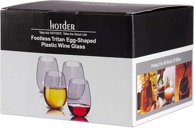 hotder Wine Glasses glasses drinking set 16 OZ Tritan, Stemless Wine Glasses - Image 7