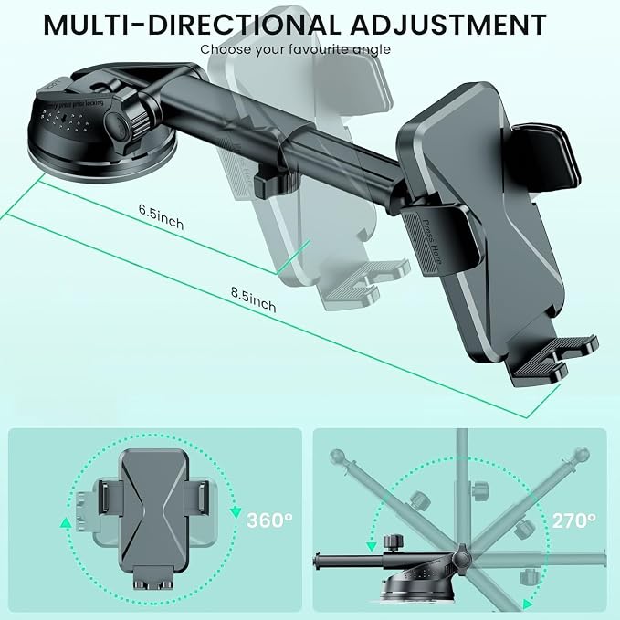 GUWEZ 360° Adjustable Car Phone Holder Universal Hands-Free Mount - Image 3