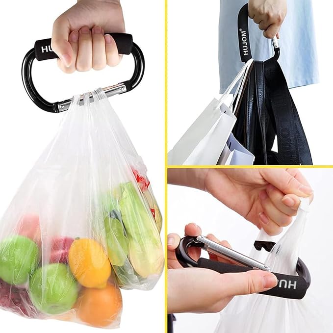 Stroller Hooks 2 Pcs Large Carabiner Clips - Image 2