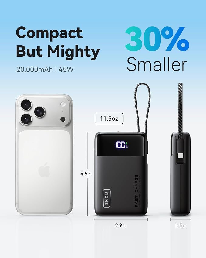 INIU 20000mAh Power Bank, Small Portable Charger, 45W PD Fast Charging Battery - Image 3