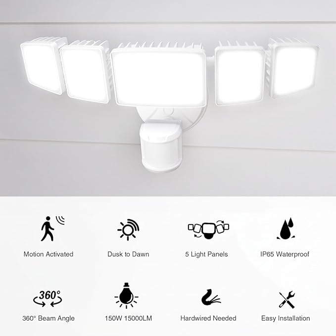 Onforu 150W 15000LM LED Security Lights Motion Sensor Outdoor, Dusk to Dawn - Image 2