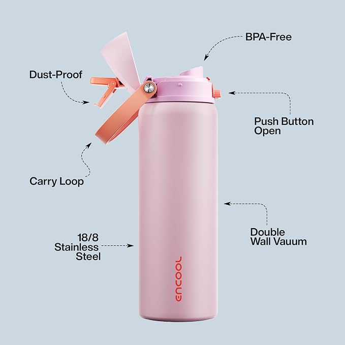 Insulated Water Bottle with Straw - Image 4