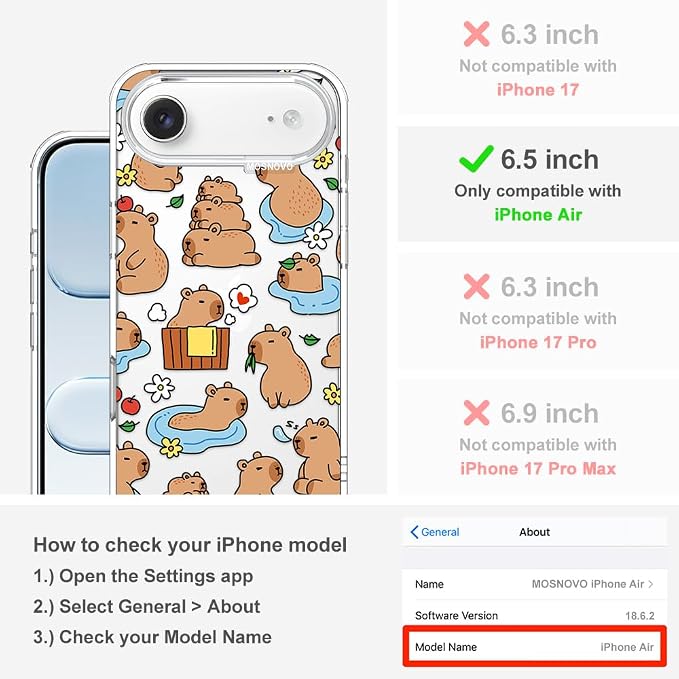 MOSNOVO for iPhone Air Case, Shockproof Military-Grade Protection 6.6ft Drop - Image 2