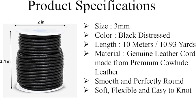 GENIQUE Real/Genuine Round Leather String Cord - Image 3