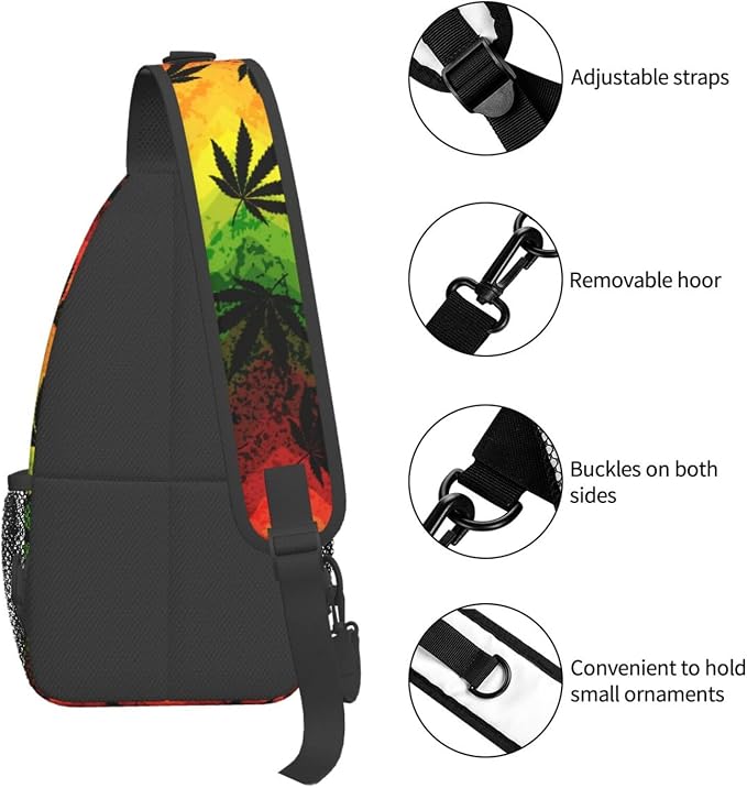 Marijuana Leaves Sling Bag For Women Men Fashion Print Backpack Crossbody - Image 5