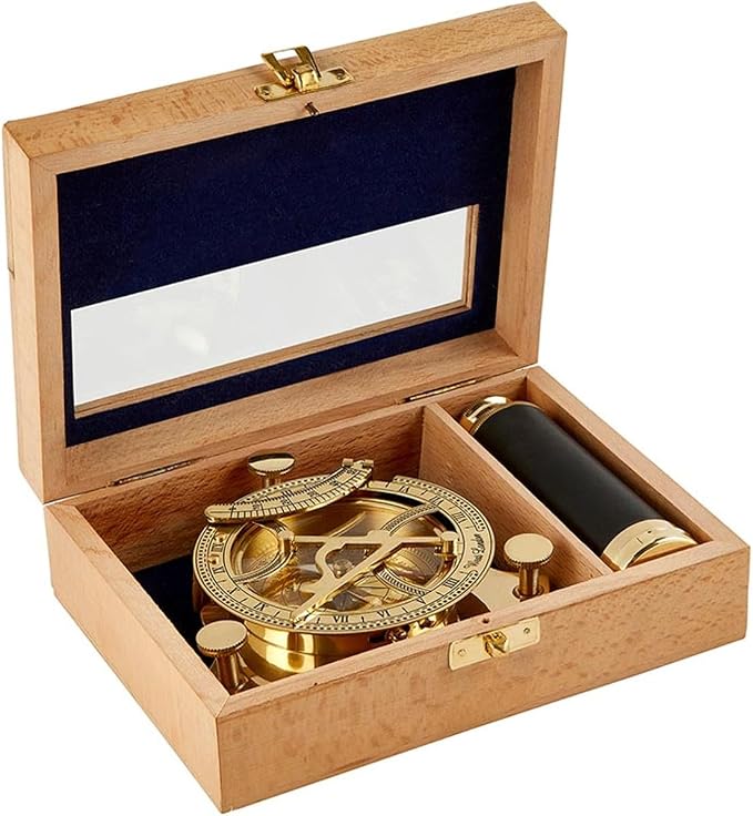 Explorer's Legacy Vintage Brass Compass and Telescope Set - Image 4