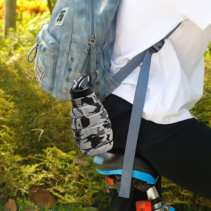 QiCheng&LYS Collapsible Water Bottle – Reuseable BPA Free Silicone Travel Water - Image 4