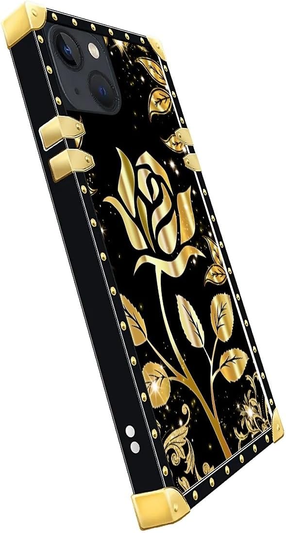 Compatible with iPhone 13 Case, Shine Gold Rose Luxury Golden Decoration - Image 4