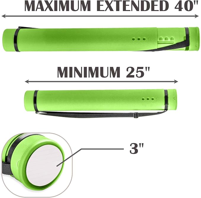 JJRING Green Poster Tube, Poster Carrying Case - Image 2