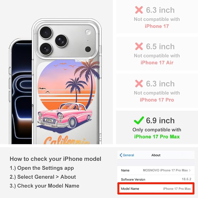 MOSNOVO for iPhone 17 Pro Max Case, Shockproof Military-Grade Protection 6.6ft - Image 2