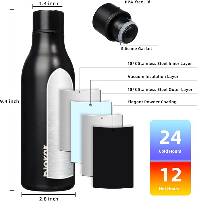 BJPKPK Insulated Water Bottles, 18 oz Stainless Steel Metal Water Bottle - Image 3
