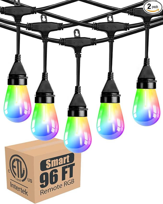 Lightdot 96FT Outdoor RGB String Lights, Outside Hanging Light Waterproof by LightdotLighting