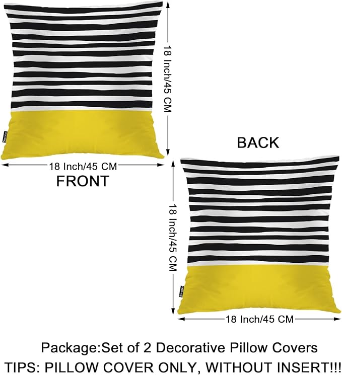 Swono Abstract Black Yellow Home Decorative Throw Pillows Covers 18"X18" Set of - Image 6