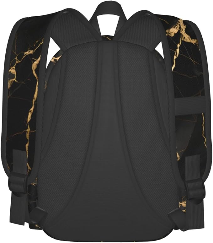 cfpolar 17 Inch Backpack Black & Gold Marble Art Laptop Bag Shoulder Bag School - Image 3